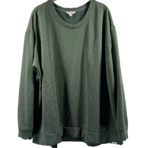 Orvis Men's Sweatshirt Size XXL Solid Green Pullover Long Sleeve Fleece - Picture 1 of 9
